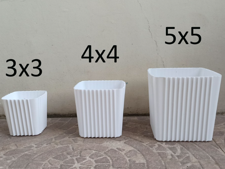 Corrugated White Pots Plastic Flower Cactus Succulents Pots 3x3 4x4 5x5
