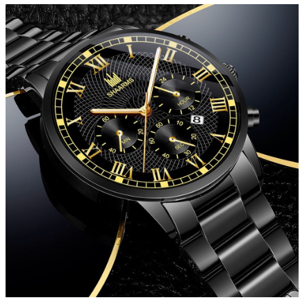 Men's Waterproof Quartz Business Wacthes Stainless Stee Original Relo Waterproof Luminous Gold Watch For Men BLACK GOLD