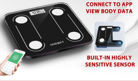 HODEKT Smart Bluetooth Body Fat Weight Scale LED Display Bathroom Electronic Weighing Rechargeable