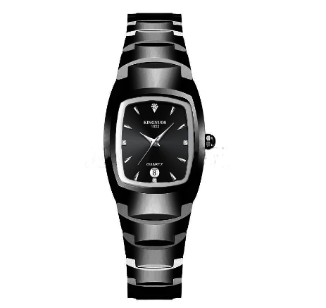 Fashion Tungsten Steel Color Square Couple Style Steel Band Calendar Watch Waterproof Luminous Men's and Women's Student F6