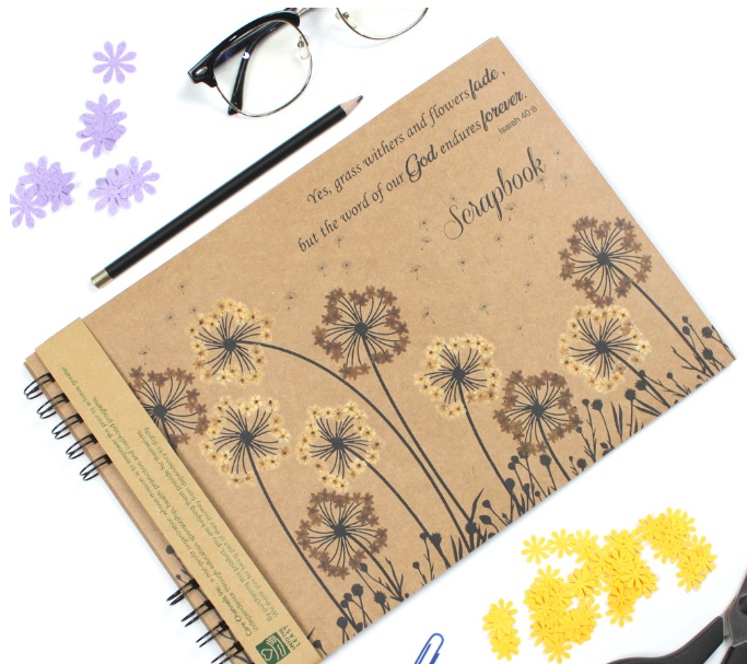 Scrapbook Kraft with Real Pressed Flower Artwork - DANDELION 20 Leaves