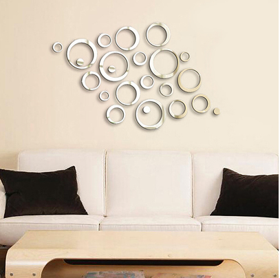 1 set 24Pcs Pack Circles Mirror Acrylic Mirror Self-adhesive Wall Stickers / Home Decor Wallpaper / 3D Mirror Wall Art / Bathroom