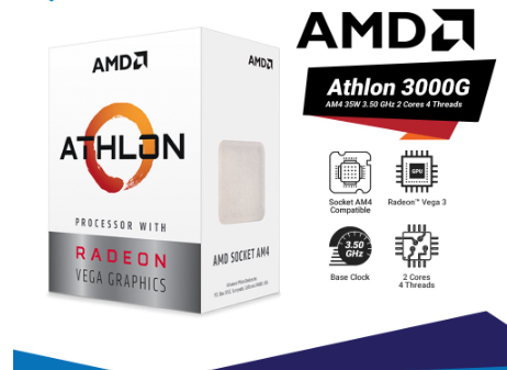 AMD Athlon 3000G 2-Core 4-Thread Unlocked Desktop Processor With Radeon Graphics