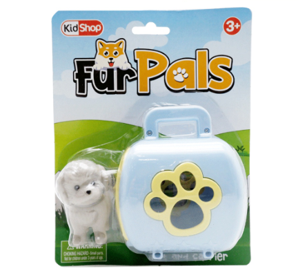 KidShop Fur Pals Pet and Carrier Dog Blue Cage Playset