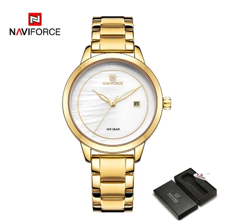 Naviforce Women Fashion Gold Stainless Steel Lady Luxury Brand Watches GOLD