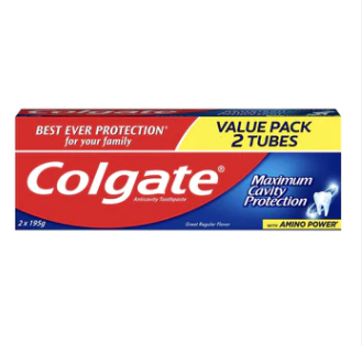 Colgate Maximum Cavity Protection Great Regular Flavor Anti-Cavity Family Toothpaste 195g Twin Pack