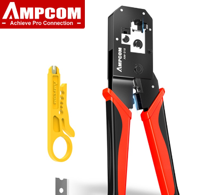 AMPCOM RJ45 Crimping Tool Ethernet Network Lan Cable Crimper Cutter Stripper Plier Modular 8P RJ45 And 6P RJ12 RJ11