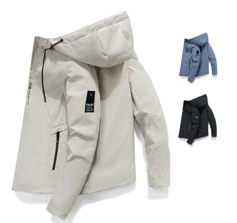 Men's Coats Hooded Windproof Coats Korean Style Fashion Black Formal Attire Hiking Outdoor Casual