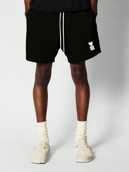 SUMWON Drop Crotch Short With Letter & Heart Graphic Print