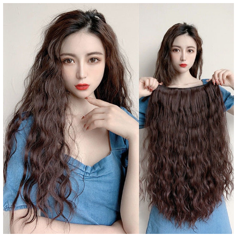 Long Curly Hair Wig Extension U-shaped Wave Fluffy Corn Perm Long Hair Seamless Wig Piece