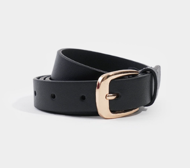 ForMe Round Buckle Belt for Women Black/Off White