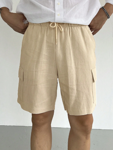 DAZY Men Solid Color Drawstring Cargo Shorts For Summer