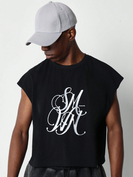 SUMWON Boxy Crop Fit Tank Top With Front Graphic