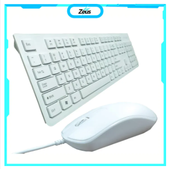 Zeus ( Pure - White ) Usb Keyboard And Mouse Bundle For Home / Office ( MK-440 )