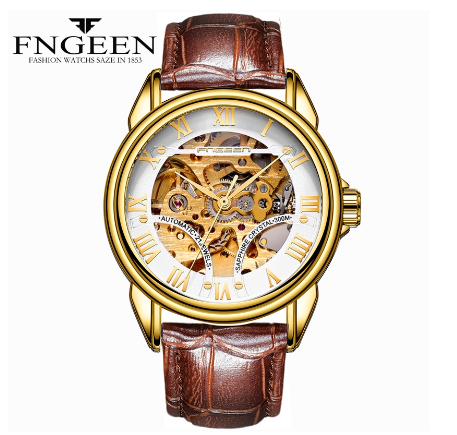 FNGEEN 0009 Men's Automatic Mechanical Watch GOLD WHITE