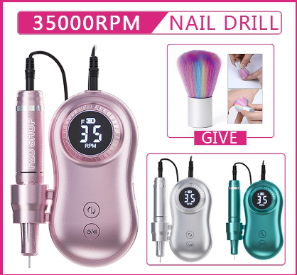 Nail Drill Machine Electric Manicure Machine Nail Polisher Rechargeable Nail Grinding Machine Portable Nail Drill Set Removier (35000RPM )