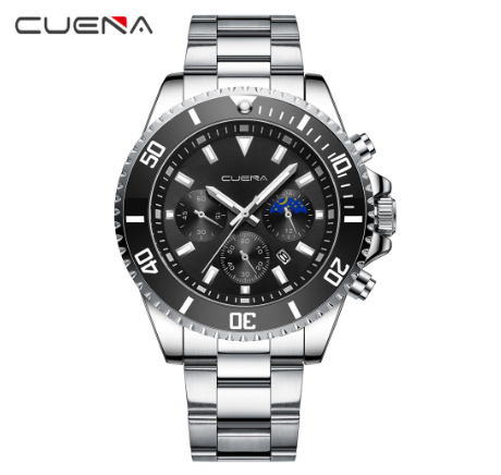 CUENA Men's Watch Top Brand Fashion Business Luxury Analog Quartz Stainless Steel Waterproof 6003 S m6