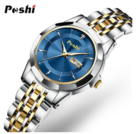 POSHI Women Watch Waterproof Luminous Stainless Steel Watch Fashion Elegant Ladies Quartz Wrist Watch Woman Casual Watch SILVER GOLD BLUE
