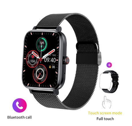 FILIEKEU Sports Smart Watch Ultra-Thin HD Display NFC Plus AI Voice Bluetooth Call Ip68 Waterproof For Women Men MESH BLACK