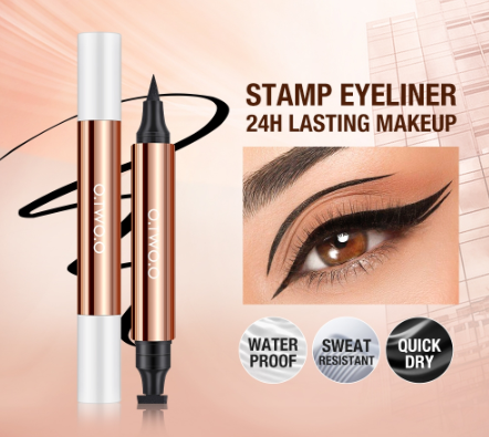 O.Two.O Winged Eyeliner Stamp Waterproof Makeup Smudge Proof Wing Eye Liner Pencil Black 2 In 1 Liquid Miraculous Cat-Eye Pen