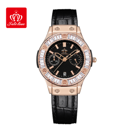 Fate Love Watch For Women Water Proof Leather With Box Original Quartz Luminous Authentic Fashion Watches GOLD CASE BLACK STRAP