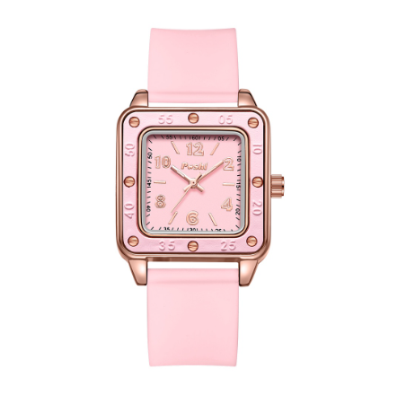 POSHI Women Fashion Elegant Green Roma Square Dial Watches Vintage Simple Ladies Waterproof Quartz Wrist Watch PINK