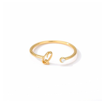 【Y&X】No fade 18K Gold 26 Initial Letters A G J Cubic Zircon Crystal Open Rings Finger Women Jewelry Gift Q