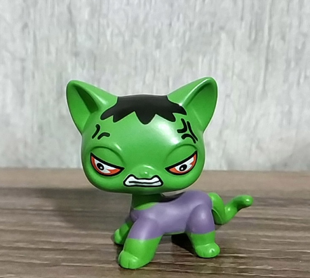 LPS Toys Rare Pet Shop Custom OOAK LPS Cat SUPER HERO THE HULK Figure