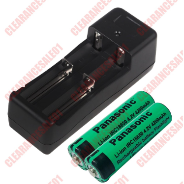 2pcs Panasonic 18650 3.7V (4.2V) High Quality Chargeable Battery w/ Free Dual Charger
