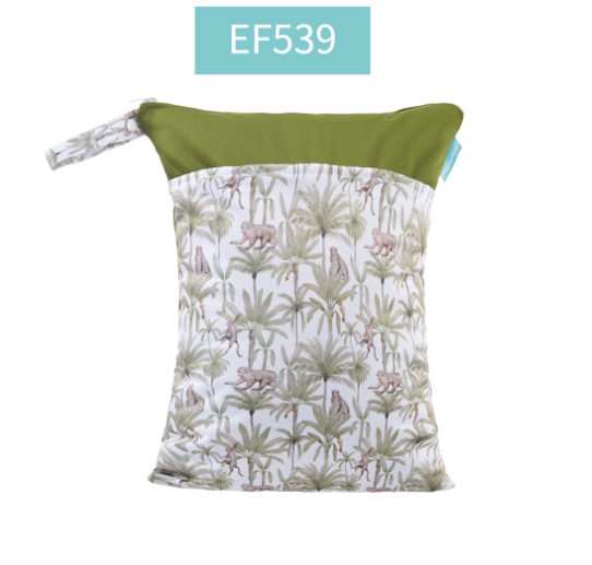 Happy Flute 1PC Reusable Waterproof Fashion Prints Wet And Dry Diaper Bag Double Pocket Cloth Handle Wetbags 30x40CM S11