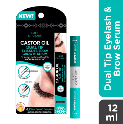 LUXE ORGANIX Castor Oil Dual Tip Eyelash & Brow Growth Serum 12ML
