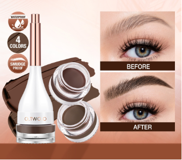 O.Two.O Waterproof Eyebrow Cream With Brush Eyeliner Smudge-Proof High Pigment Lasting Multi-Uses