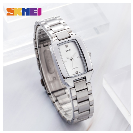 Skmei Women Casual Stainless Steel Golden Luxury Quartz Wristwatch 1400 SILVER