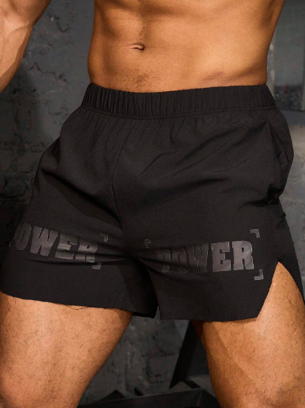 Manfinity Sport PWRUP Men's Fashionable Summer Short Printed Split Casual Sports Shorts