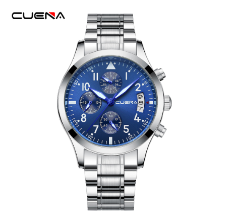 New Original CUENA Men's Watches Fashion Creative Small Dial 41CM Casual Business Sports Stainless Steel Waterproof Quartz Analog 6090 M2