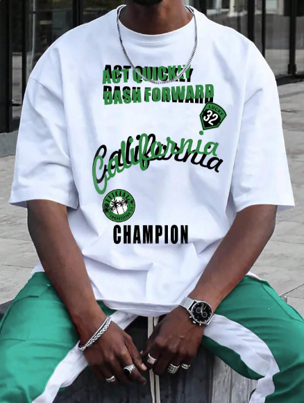 Manfinity LEGND Men T-Shirts Fit Crew Neck Short Sleeve Slogan Tee Back To School Clothes