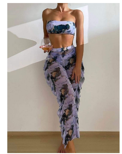 SHEI 3in1 Marble Print Bandeau Bikini Swimsuit