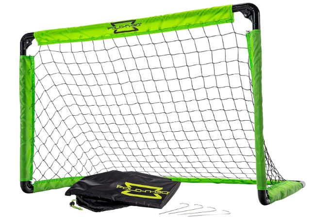 Franklin Sports Portable Mini Soccer Goal - Folding Indoor + Outdoor Kids Mini Soccer Net with Carry Bag - Plastic Backyard Youth Goal with Ground Stakes - 36" x 24"