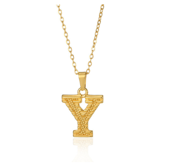 Stainless Steel Capital Initial Letter Necklaces For Women A-Z Alphabet Pendant Necklace Y