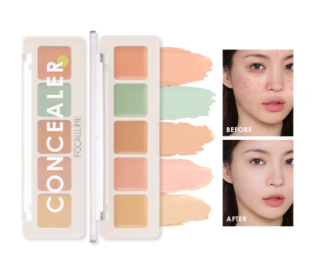 Focallure 5 Color Corrector Concealer Palette Multicolor High Cover But Non-Cakey Long-lasting Naturale Green Concealer Face Makeup