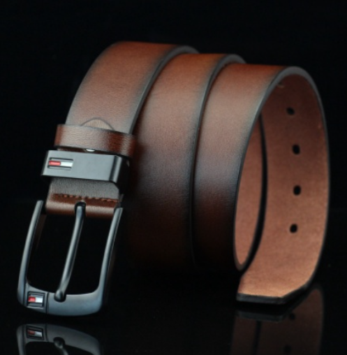 Men Business Casual Genuine Leather Buckle Waist Belt for Men 100% Cow Leather Belts