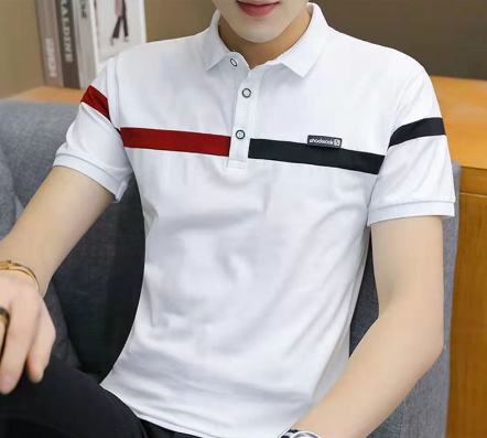 Summer Men Short Sleeved T-shirt Top Lapel Polo Shirt
