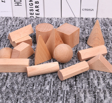 Wooden Blank 3D Geometry Solid Blocks Kids Learning Math Educational Toy