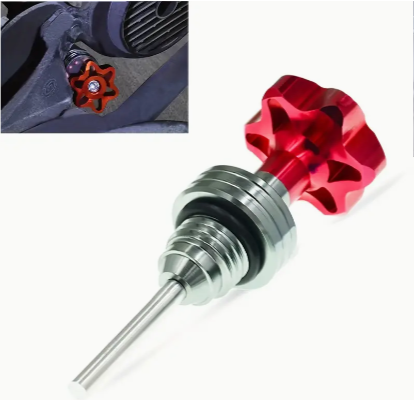 1pc Scooter Motorcycle Engine Oil Dipstick Filler Cap Plug Engine Crankcase Oil Level Gauge Red Blue Black Golden Silvery Aluminum