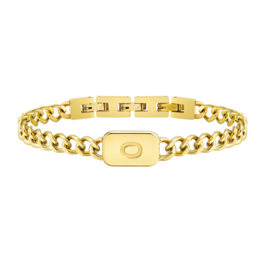 Vnox Letter Cuban Chain Bracelet for Women Men18K Gold Initial Name Stainless Steel 7MM Bracelet Chain Couple Gift Jewelry O