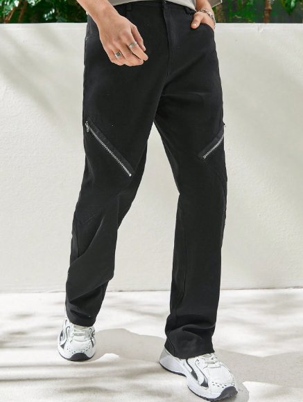 Manfinity Hypemode Men's Zipper Casual Straight Leg Pants