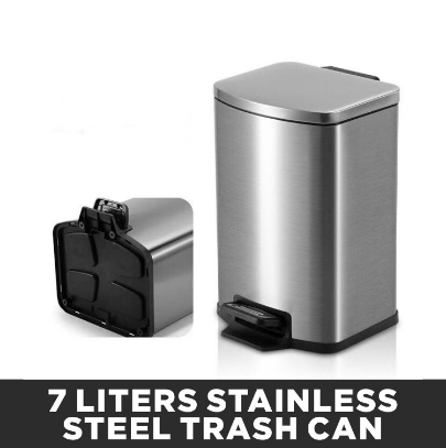 Hotel Bathroom House Kitchen 7 LITERS Step TRASH CAN with Removable Bucket