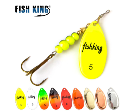 Fish  King Spinner Bait 3.9g 4.6g 7.4g 10.8g 15g Rotating Spinners Spoon Lures pike Metal With Treble Hooks Fishing Lure