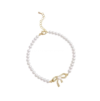 Shiny Gold Adjustable Bracelet Pearl Style for Women