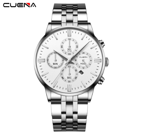 CUENA Men's Watch Top Brand Simple Fashion Business Analog Quartz All Steel Waterproof 6022 M8